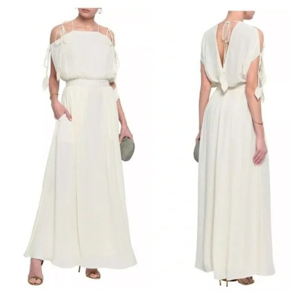 Tory Burch Dresses & Skirts - Tory Burch "Evalene" Ivory Cold Shoulder Crepe Maxi Dress, Size 2, NWT!